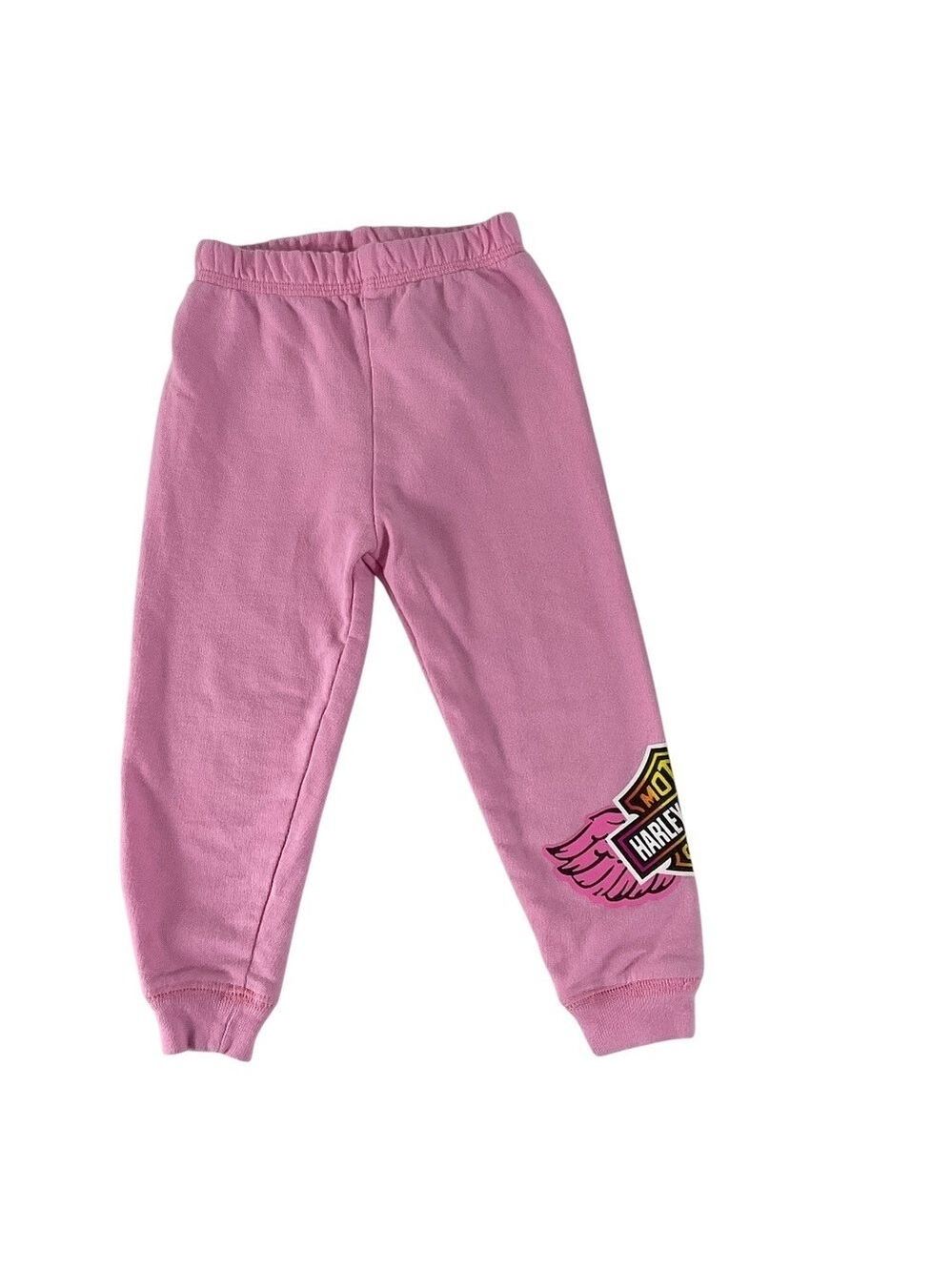 Harley-Davidson Toddler Girls Pink Sweatpants Size 24M Rainbow Logo Pants